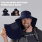 Sun Hat for Men Women with Neck Flap& Removable Face Cover Wide Brim