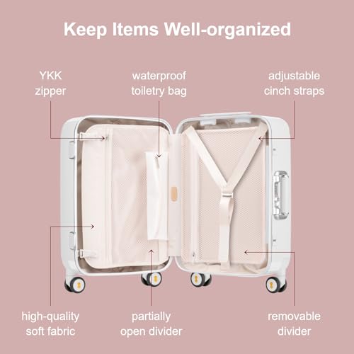 Zipperless Carry On Luggage Airline Approved with Aluminum Frame