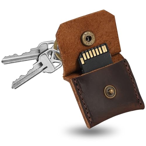 Genuine Leather SD Card Holder Keychain