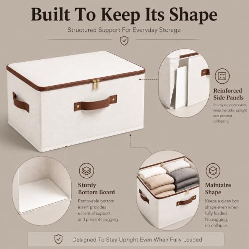 3 Pcs Rigid Storage Bins with Zipper Lid (3 Count)