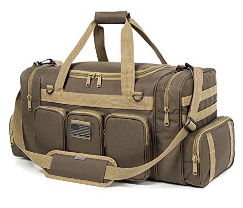 Tactical Range Duffel Heavy Duty Military Molle Gear Travel Sports Gym Bag Lockable Zippers with US Flag Patch