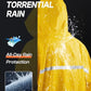 Mens Long Hooded Safety Rain Jacket Waterproof Emergency Raincoat Poncho