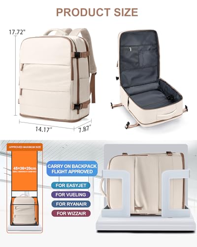 Travel Backpack Carry On for Women Man Gym Backpacks with Laptop Compartment Mochila de Viaje Teacher Personal Item Backpack Rucksack Airplane Accessories Must Haves Beige Brown