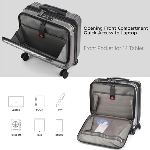 16" Carry on Luggage with 2 Laptop Compartments Airline Approved