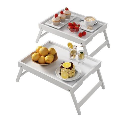 Bamboo Bed Tray Tables with Folding Legs