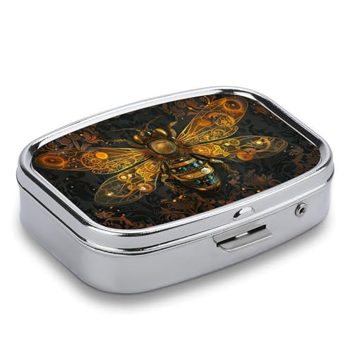 Metal 2 Compartment Pill Organizer Travel Friendly Portable Compact Pill Box Cute Pill Case to Hold Vitamins