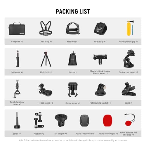 35 in 1 Action Camera Pro Accessories Kit Compatible with DJI Osmo Action 5 Pro 4 3 GoPro (35 Count)