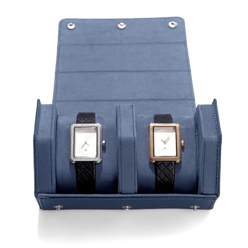 2 Slot Watch Box Blue Hexagonal