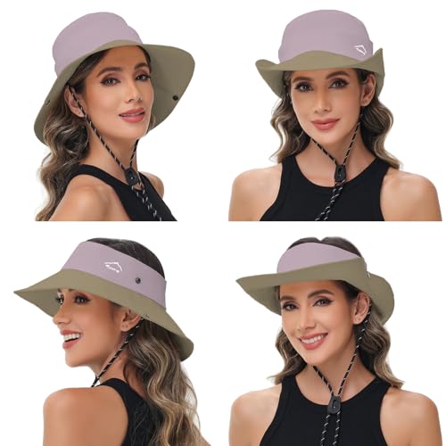 Sun Hats for Women Bucket Hat UV Protection Fishing Hat Wide Brim Safari Hats 2 in 1 Zip