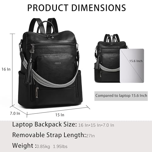 Vegan Leather Laptop Backpack for Women 15.6 inch Work Backpack Fashion Travel Backpack Purse for Travel College Work
