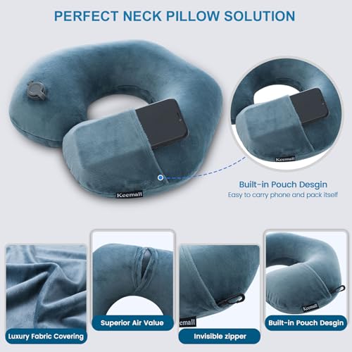 Inflatable Travel Neck Pillow for Airplane & Long Flights (2 Count)