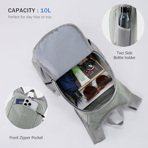10L Small Hiking Backpack Travel Daypack Lightweight Packable Back Pack for Women Men