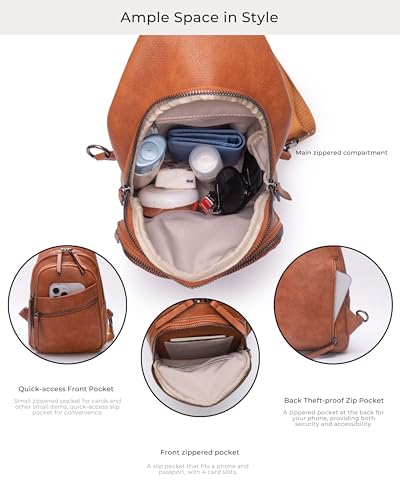 Large Sling Bag for Women Crossbody Purse Leather Fashionable Trendy Chest Bag for Travel