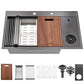33x19 Black Drop In Kitchen Sink with Cup Washer Workstation Sink