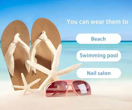 Flip Flops for Women Arch Support Summer Beach Sandals Beige Size 12