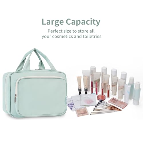 Travel Toiletry Bag for Women Large Hanging Makeup Bag Organizer Toiletries Bag for Full Size Essentials Accessories Cosmetics