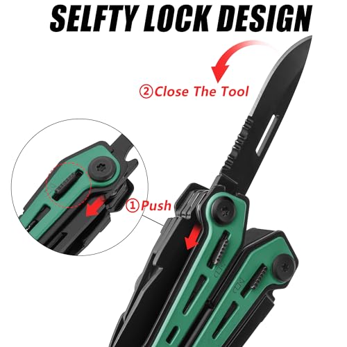 16-In-1 Multi-Tool Pliers, EDC Multitool, Multipurpose Tool, Green