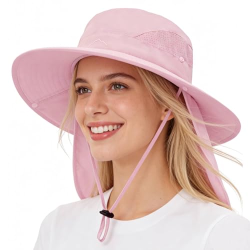 UPF 50+ Wide Brim Sun Hat with Neck Flap