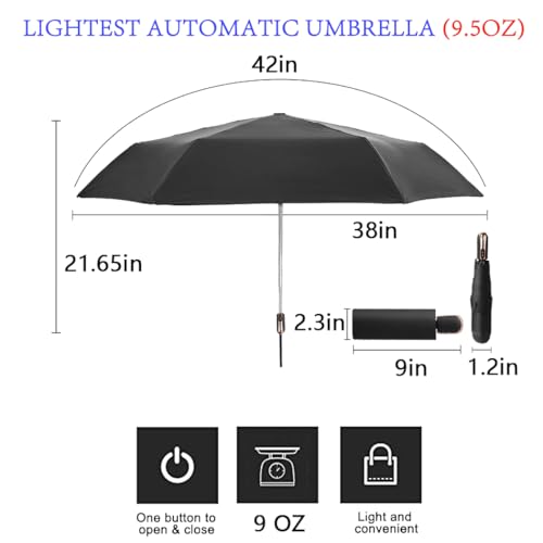Mini Travel Compact Automatic Umbrella Small Lightweight Folding Rain Windproof Auto Open