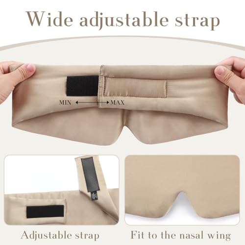 100% Mulberry Silk Sleep Mask Eye Mask for Women Man with Adjustable Band