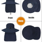 Outdoor Sun Hats with Stowable Neck Flap for Men Women UPF 50+ Mesh Summer Bucket Hat Wide Brim for Fishing Safari Hiking Navy Blue