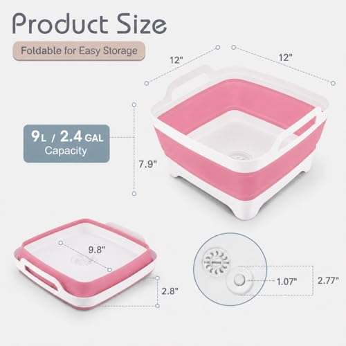 Collapsible Dish Basin with Drain Plug