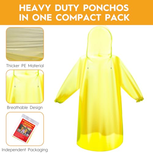 6 & 20 & 50 Pack Disposable Rain Ponchos for Adults (6 Count)