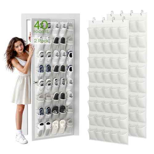 Over the Door Shoe Organizer with 40 Large Breathable Mesh Pockets
