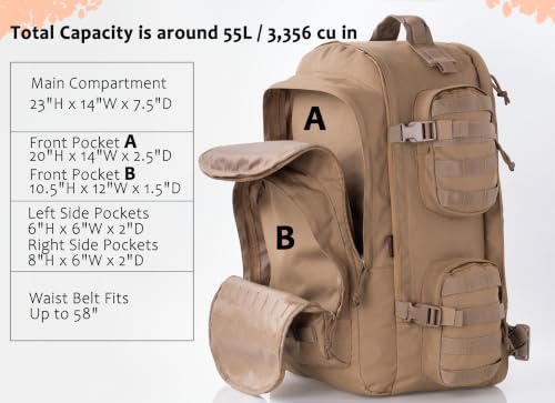 Large Tactical Backpack Bag For Hiking