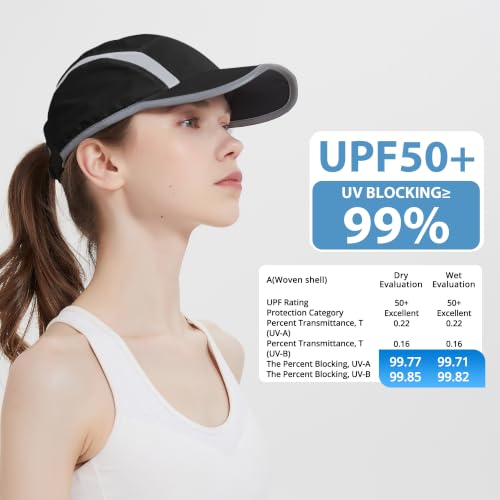 Baseball Cap Nylon Running Cap Outdoor Sports Hat for Men Women Adjustable Quick Drying Reflective Foldable UPF50+ Breath Mesh Water Repellency Race Performance Lightweight Coffee Brown