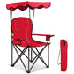 Canopy Chair Portable Folding Beach Pool Chair Lawn Chair with Canopy Two Cup Holders and Carry Bag