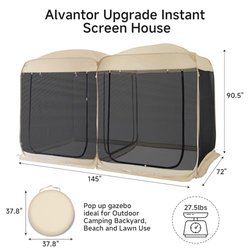 Screen House Room 2024 Upgraded 2 in 1 Screen Tent PoP Up Gazebo® with Mesh Mosquito Netting