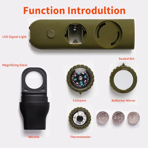 Multifunctional Survival Emergency Whistle for Kids with Compass Hiking Survival (2 Count)