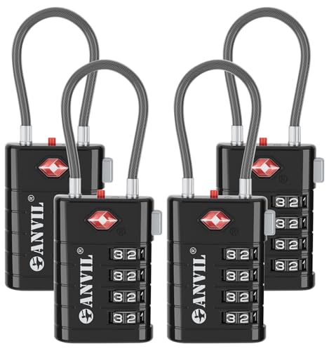 TSA Approved Luggage Locks with Search Alert Indicator (4 Count)
