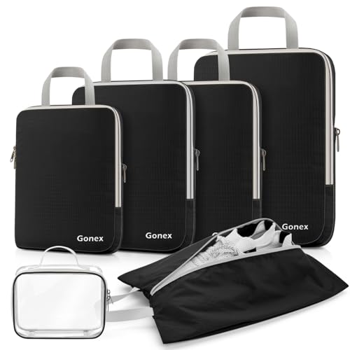 6 Piece Compression Packing Cubes with Shoe Bag (6 Count)