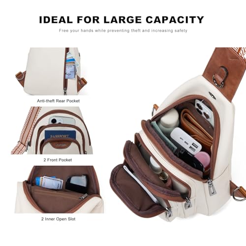 10L Crossbody Sling Bag for Women Men Anti Theft Cross Body Fanny Pack Belt Bag Purse Gifts for Women Faux Leather