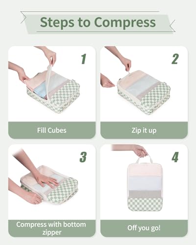 6 Set Compression Packing Cubes for Travel Women Men