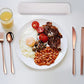 6 Pieces 18 8 Stainless Steel Flatware Set Portable Reusable Cutlery Set Travel Utensils Set Including Chopsticks Knife Fork Spoon Straws Cleaning Brush Dishwasher Safe