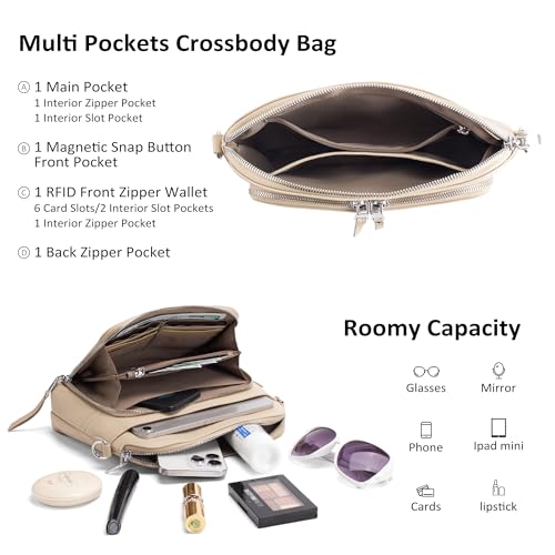 Genuine Leather Crossbody Bags for Women Travel Wallet Purse