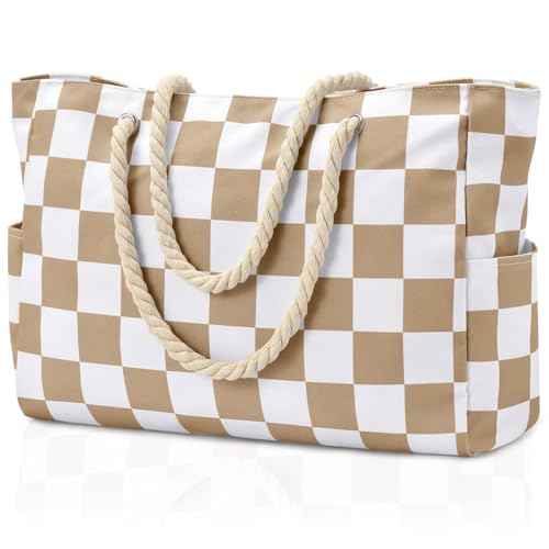 Beach Bag Large Beach Tote Bag for Women Waterproof Sandproof Swim Pool Bag With Zipper
