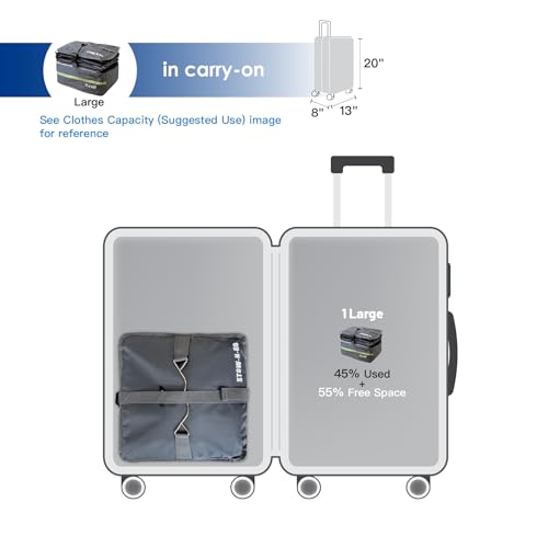 Stow-N-Go Hanging Travel Shelves, Packing Organizer for Luggage. Carry on Closet for Suitcase. Expandable Packing Cube. Travel Essentials. (Dark Gray - L, L = (L) 11.8" x (W) 11.8")