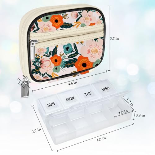 Weekly Travel Pill Organizer Pill Case for Purse with Removable 7 Day Pill Box (2 Count)