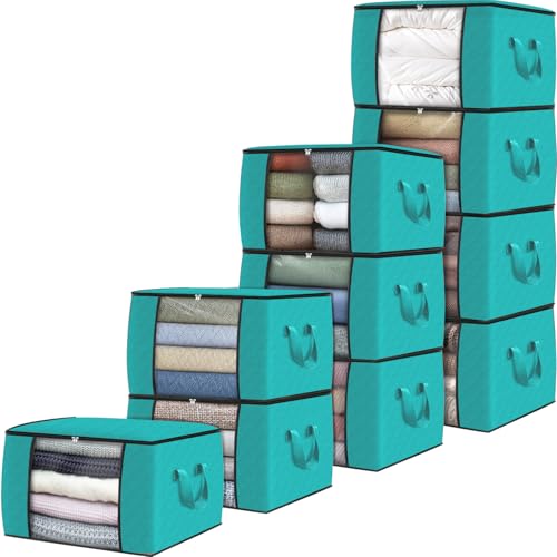 10 Pack Storage Bags for Clothes Blanket Storage Bins with Lids (10 Count)