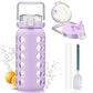 64oz Glass Water Bottle with Straw and Lid