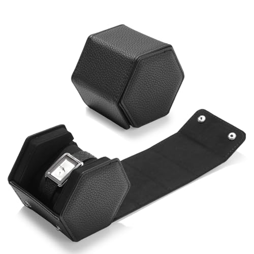 Single Watch Box Black Hexagonal