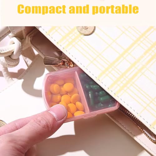 2PCS Small Pill Case Travel Pill Box Cute Pill Organizer for Purse Portable Daily Medicine Organizer 2 Compartment Pill Holder for Vitamins (2 Count)