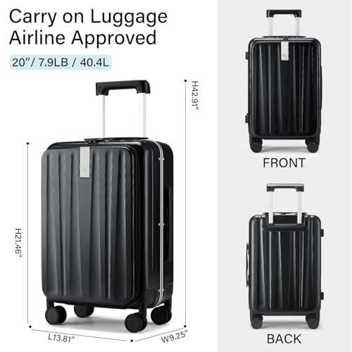 20 Inch Carry On Luggage Hard Shell Suitcases with Wheels Luggage Suitcase Travel Luggage for Women Men Rolling Luggage Bags for Business Trip Weekender