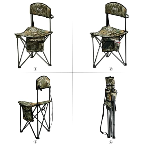Extra Large Quick Folding Tripod Stool with Backrest Fishing Camping Chair with Carry Strap