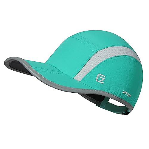 Baseball Cap Nylon Running Cap Outdoor Sports Hat for Men Women Adjustable Quick Drying Reflective Foldable UPF50+ Breath Mesh Water Repellency Race Performance Lightweight Green