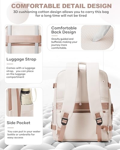 Travel Backpack Carry On for Women Man Gym Backpacks with Laptop Compartment Mochila de Viaje Teacher Personal Item Backpack Airplane Accessories Must Haves Beige Brown 20L